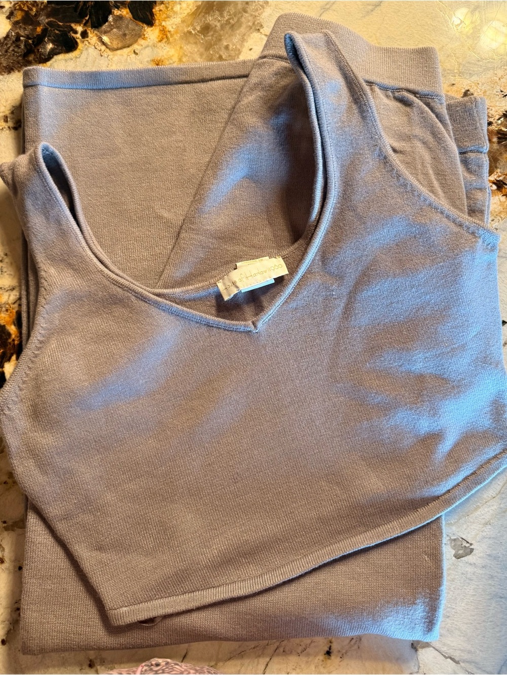 Tan Knit Tank Top & Wide Let Pant Set